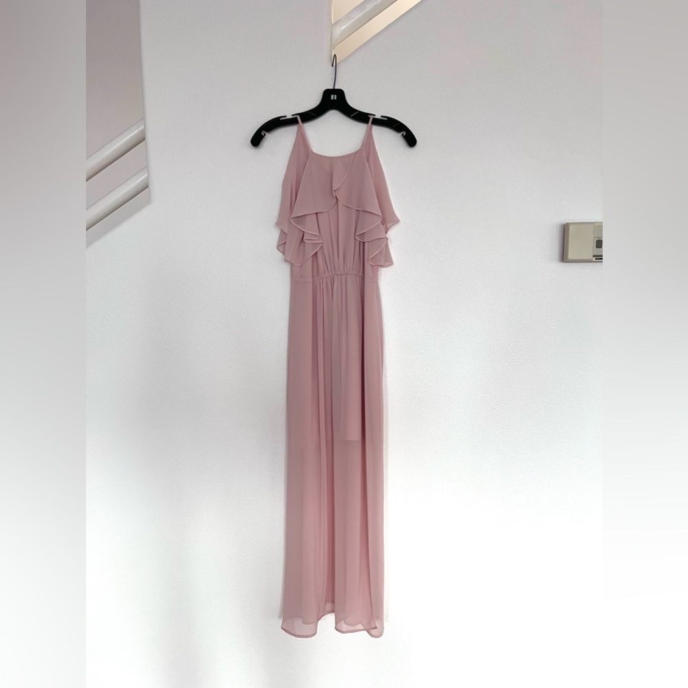 BCBGeneration pink ruffled front maxi dress in size 2